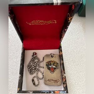 Ed Hardy brand Tider Dog Tag Necklace NWT in original box
